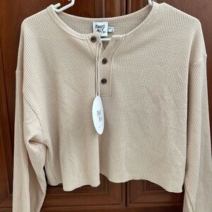 Princess Polly Beige Waffle Knit Long Sleeve
